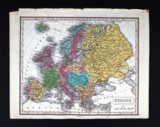1828 JH Young Map Europe Spain France Germany Italy Austria Norway Holland Paris