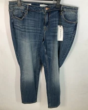 NWT Vigoss Blue Distressed Denim Jagger Skinny Cropped Jeans Size 20