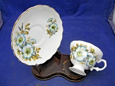 Vintage Tea Cup & Saucer  Lovely blue flowers and yellow leaves - England-Lovely