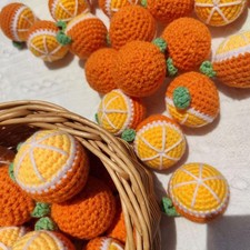 2Pcs Cartoon Wool Cute Fruit Orange Strawberry Hand Knitted Pendant DIY Gift