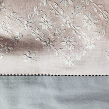 Pink Gray Embroidered flowers Cotton Pillow Cases Cottage Core Granny Core 2