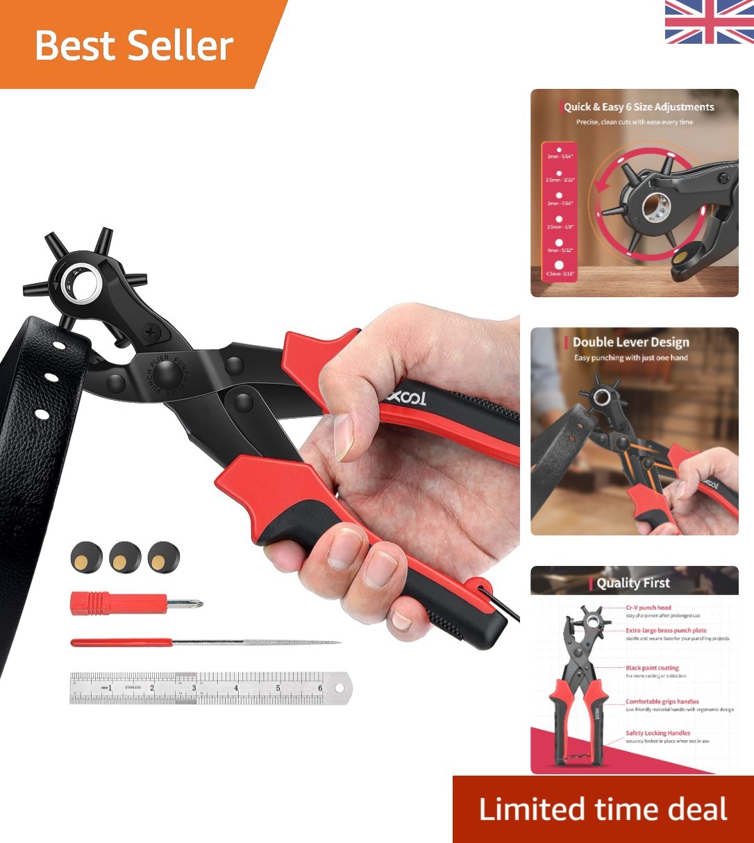 Compact Heavy-Duty Hole Punch Pliers - Effortless Punching for All Materials