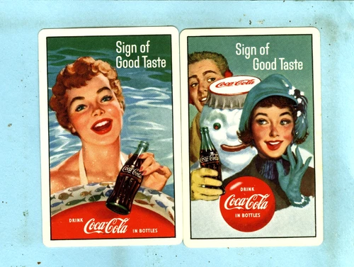 2 Vintage Pair of Swap Cards o Advertisement. "Coca Cola, Sign of Good Taste"