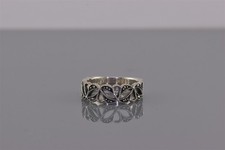 Sterling Silver Marcasite Openwork Leaf Patterned Band Ring 925 Sz: 6