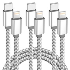 USB C to Lightning Cable 3Pack 6 FT Apple MFi Certified iPhone Fast Charger Type