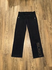 Vintage Y2K BCBGMaxazria Black Rhinestone Bedazzled Track Pants - Small