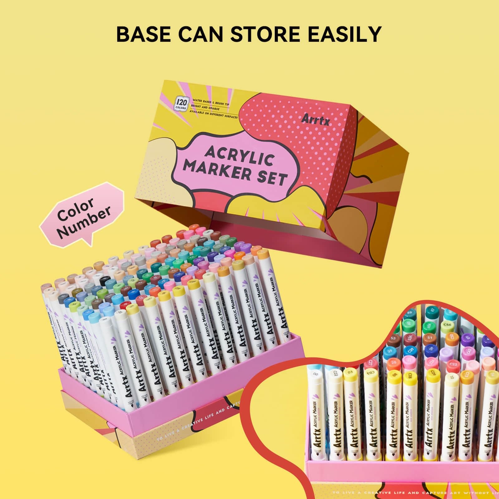 Arrtx 120 Colors Markers Paint Pens, Acrylic Paint Pens for Artists Adults Co...