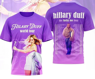 Hilary Duff World Tour 2026 Purple Shirt The Lucky Me Tour T-Shirt 3D BT2067