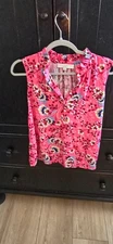 Ann Taylor Loft Deep Pink with Flowers Shell size small