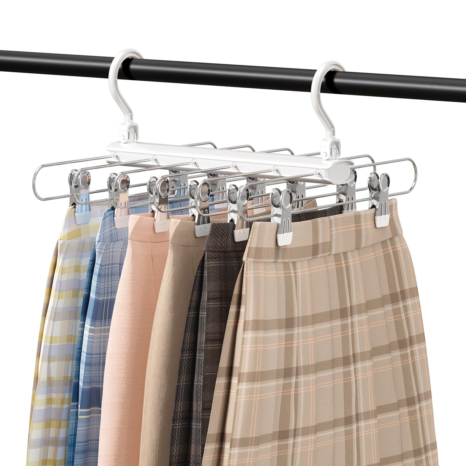 6-Tier Non-Slip Skirt Hangers with Clips for Pants & Clothes  -image