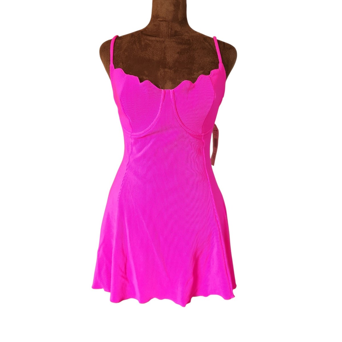 open lace back dress SSYS Hot Pink Luxe Terry Swim Cover