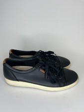 Ecco Lace Up Casual Shoes Sneakers Women Size 41 US 10 Black Leather Comfort