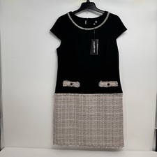 NWT Karl Lagerfeld Tweed  Solid Sheath Dress Preppy Size 12 MSRP 149.50