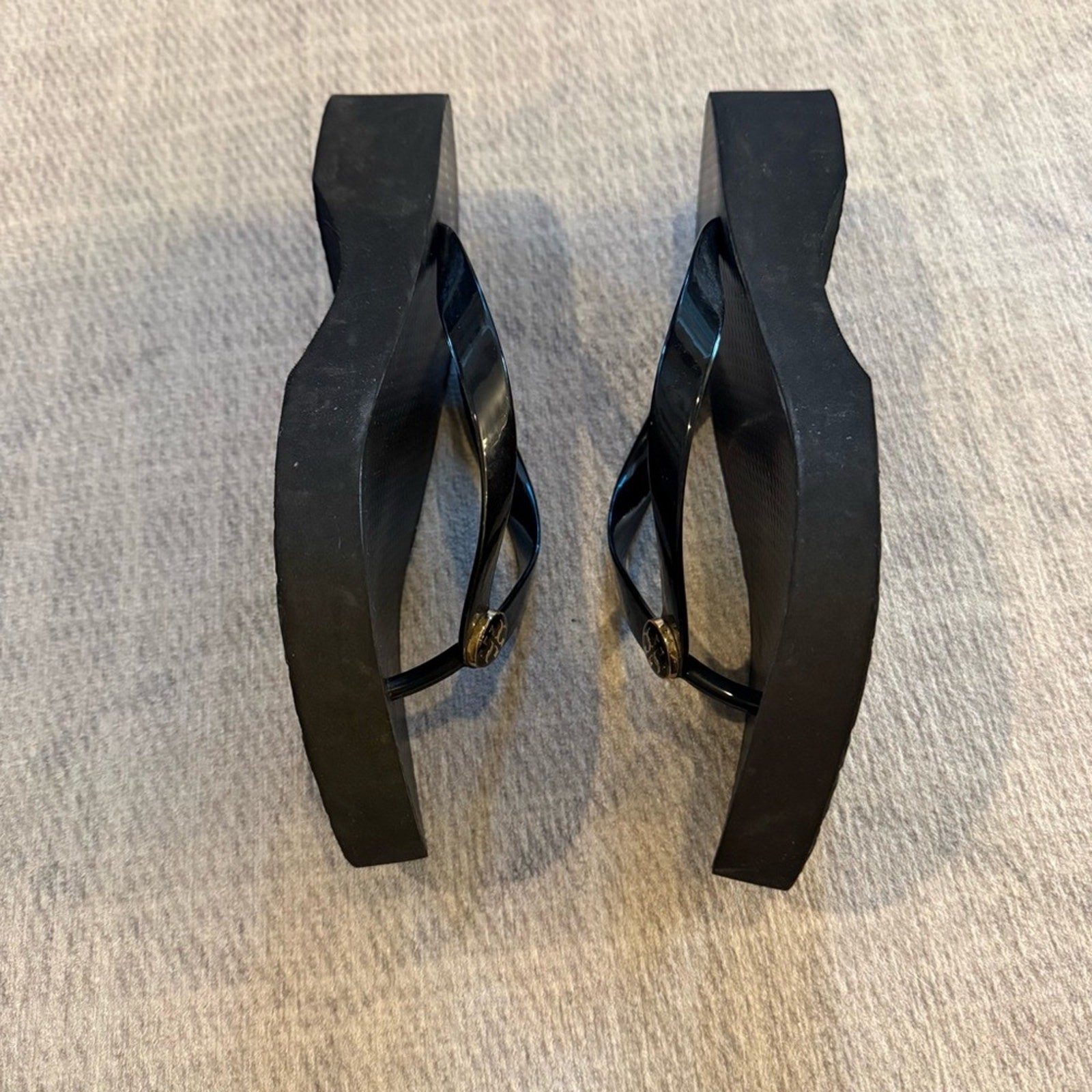 Tory Burch Glossy Black Flip Flop Platform Sandals 8 thumbnail 2