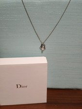 Christian Dior Silver Necklace With Pearl Accent Vintage