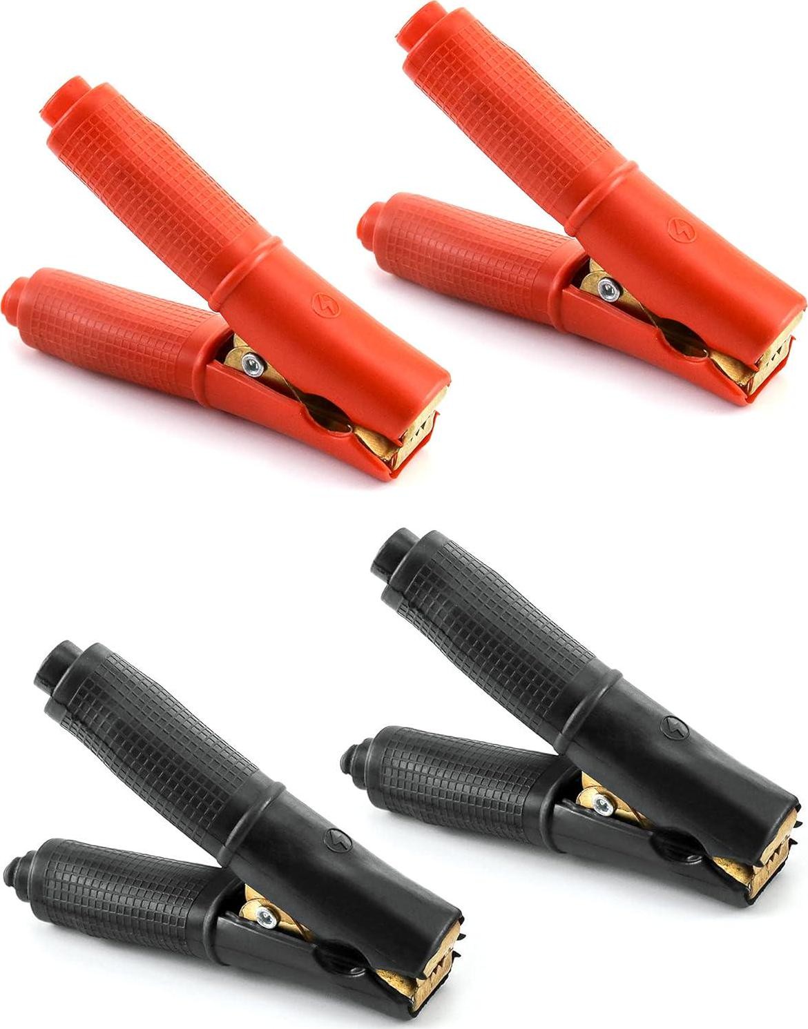 4 Pack 100A Jump Lead Clamps, Heavy Duty Pure Copper Crocodile Clamps Alligator