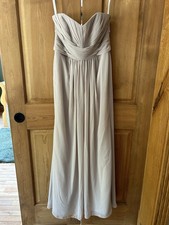 David's Bridal Long Strapless Chiffon Bridesmaid Dress Pleated Bodice Size 8