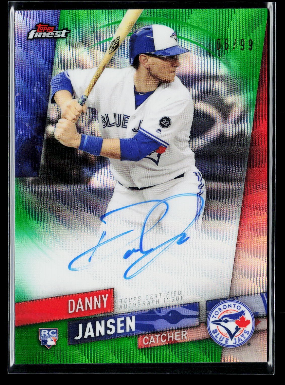 2019 Finest #FA-DJA Danny Jansen Finest Autographs Green Wave #/99