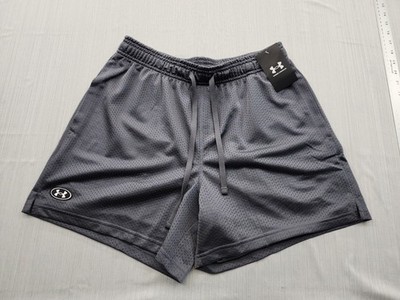 New Mens Under Armour 5'' Icon Mesh Shorts Sz Medium Retro MidThigh Gray