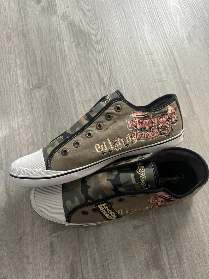 Don Ed Hardy туфли графические кроссовки винтажный низкий верхний Laceless 10 - Изображение 2 из 4