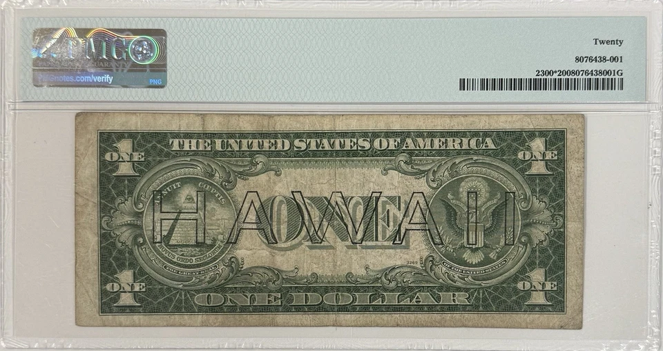 1935 Hawaii $1 Star Note PMG VF20 WWII Emergency Issue Fr2300* - Image 2 of 2