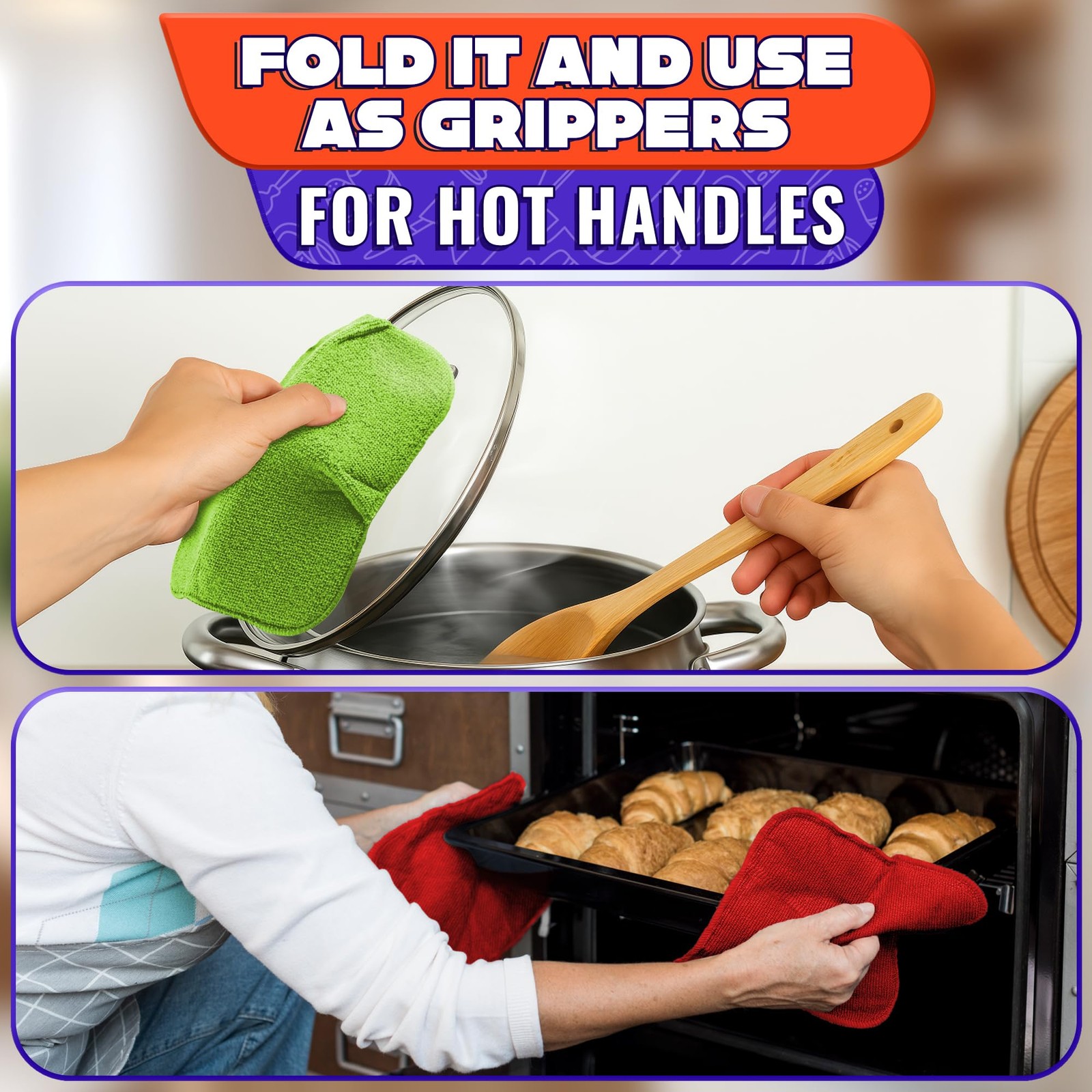 5 Pcs Bowl Holders for Hot Food – Five-Color Microwave Bowl Holder (7.5"x7.5"...