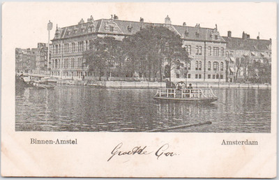 Netherlands Amsterdam 1905 Binnnen-Amstel Canal Boat View Buildings Postcard