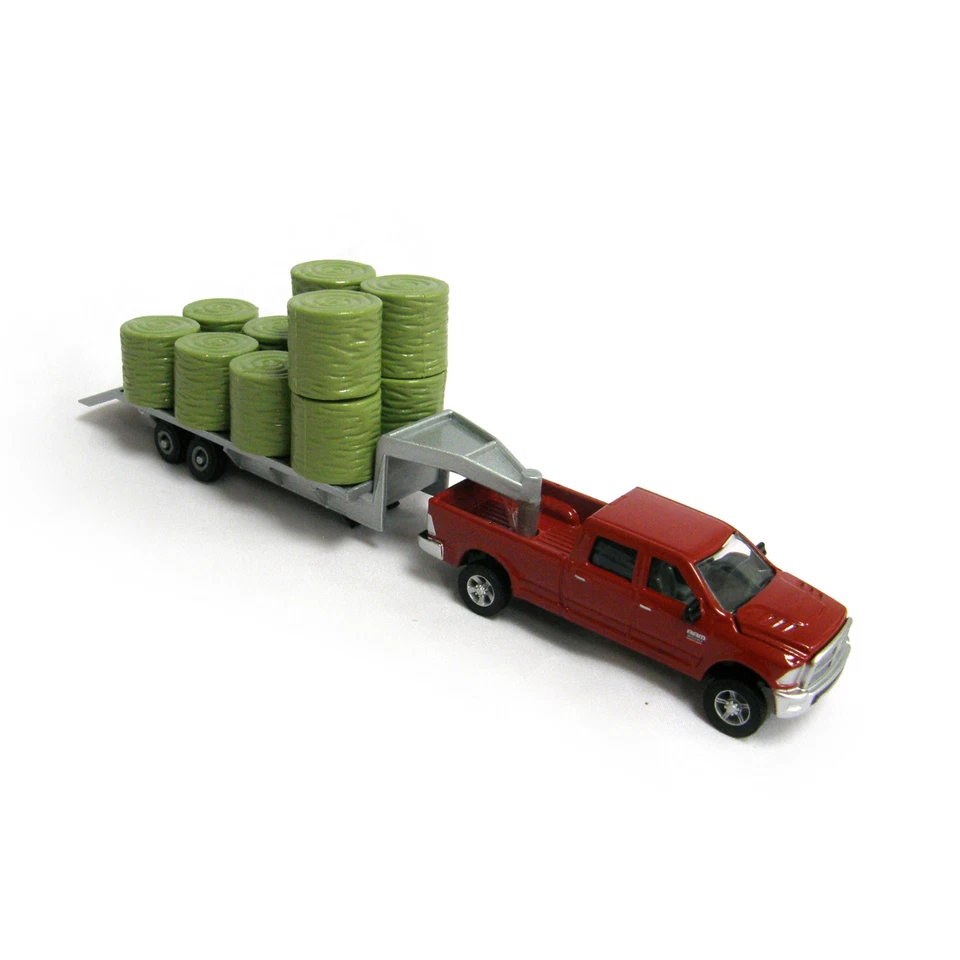 1/64 ERTL DODGE RAM 2500 W/ GOOSENECK TRAILER & BALES - Image 3 of 4