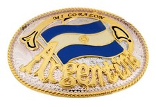 Argentina Flag Belt Buckle Argentinean Men Women Gift Gold Silver Metal Western