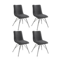 EsszimmerstüHle KüChenstüHle PolsterstüHle 4Er Set Dunkelgrau Stoff Edelstahl