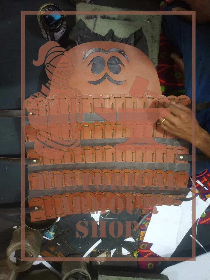 Halloween Vikingo Cuero Armadura Celta Laminar Medieval Otomano Armadura Disfraz Foto 2 de 4