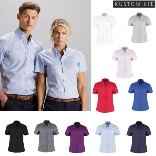 Kustom Kit Damska koszula z krótkim rękawem dopasowana do potrzeb KK701-Corporate Oxford Bluzka - Zdjęcie 1 z 26
