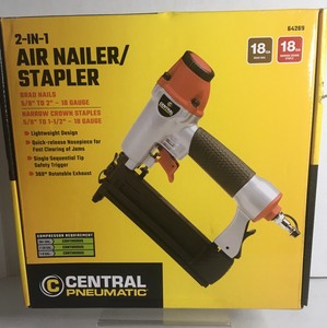 CENTRAL PNEUMATIC 18 . Gauge 2-In-1 Air Nailer/Stapler 792363642699 | eBay