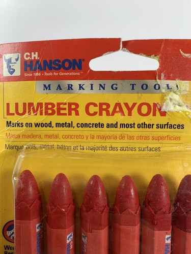 Lumber Crayons, Red, 6 Pk Marking Tool Wood Metal Concrete NOS - Picture 3 of 3