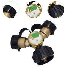 2Way LPG Adapter-Propane Distributor Propane Tank Y-Splitter Adapter With Gauge