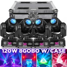 4PC LED Moving Head Light RGBW 120W Beam Stage GOBO Lighting DJ Disco DMX W/Case