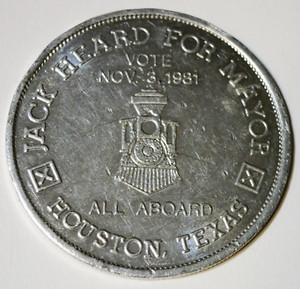 JACK HEARD for Houston Texas MAYOR Election Campaign Token VINTAGE November 1981