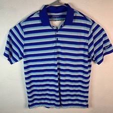 Nike Tour Performance Dri-FIT Golf Polo Shirt Short Sleeve Striped Blue Size L