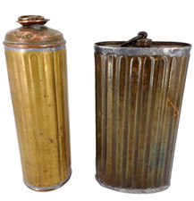 LOT DE 2 ANCIENNES BOUILLOTES DE LIT EN LAITON CHAUFFERETTE 1900 CHAUFFE-LIT