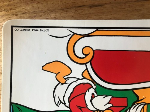 Vintage Christmas Disney Placemat Set Mickey Minnie Donald Santa Goofy ROUGH - Picture 10 of 21