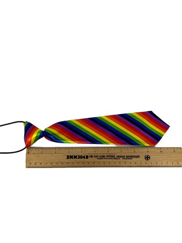 Rainbow Striped Pet Neck Sweater Tie Dog 14”Elastic Neck 11” Length LGBTQ+ Pride - Picture 4 of 8