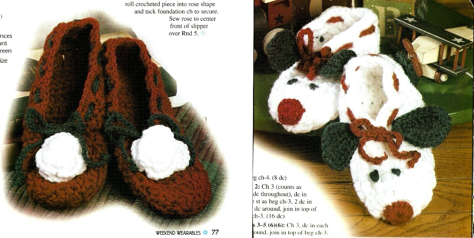 SAOLA ADORABILI Pantofole Snazzy Rose & Puppy modello all'uncinetto SOLO ISTRUZIONI