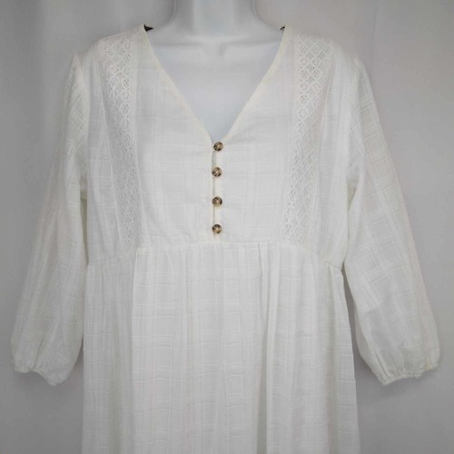 Knox Rose Women's Med White Peasant Sleeve Knee Length Embroidered Dress NWT - Picture 3 of 14