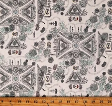 Cotton Mansfield Park Landscape Map Jane Austen Fabric Print by the Yard D579.90