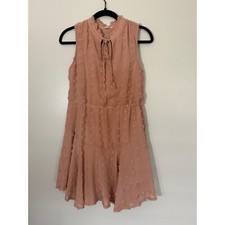 Blu Pepper Mini Dress Pom Pom Sleeveless Ruffle Neck Pink Size S