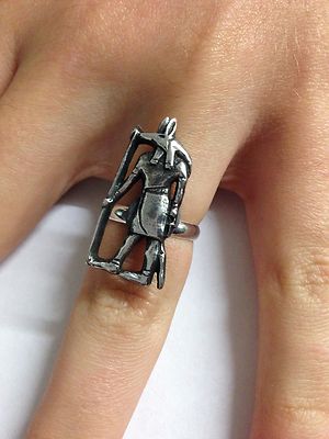 Anubis R201 English Pewter Ring Adjustable Handmade in Sheffield