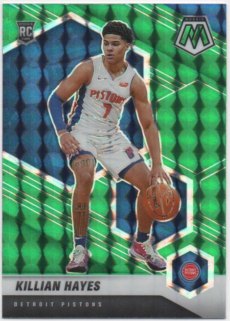 Killian Hayes 2020-21 PANINI MOSAIC BASKETBALL Green Mosaic RC #222 Pistons