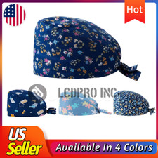 Surgical Nurse Cap Scrub Doctor Clinic Dentist Hat with Sweatband Adjustable Tie