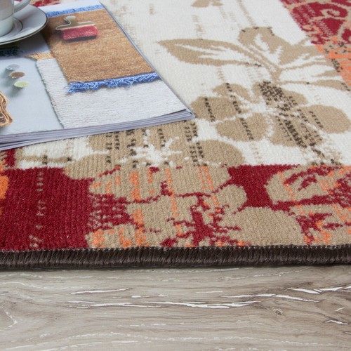 New Warm Red Orange Modern Patchwork Rugs Small Large Living Room Carpet Rugs - Picture 4 of 11