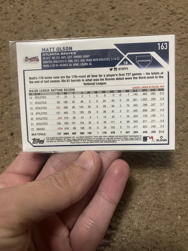 2023 TOPPS CHROME XFRACTOR REFRACTOR PARALLEL MATT OLSON #163 | eBay